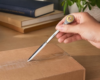 20 gauge Shotgun Shell Letter Opener, Brass Shell, polished silver, desk accessory, gift for hunters