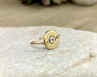 Bullet Ring, Gold Filled Wire Bullet Ring, Gold Filled Band & Brass Bullet, Birthstone Ring, Custom Ring, Recycled Bullet Ring, Minimalist