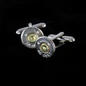 Bullet Cufflinks / Colt 45 Starline Nickel Bullet Cuff Links SL-45C-NB-CL / Silver Cufflinks / Men's Jewelry / Wedding / Colt 45 Cufflinks image 4