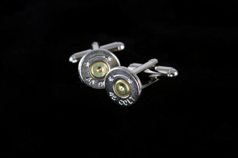 Bullet Cufflinks / Colt 45 Starline Nickel Bullet Cuff Links SL-45C-NB-CL / Silver Cufflinks / Men's Jewelry / Wedding / Colt 45 Cufflinks image 4