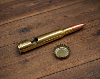 Bullet Bottle Opener, DARK Laser Engraved 50 Caliber Brass, Custom, Personalized, 50BMG, Military Very Large, Engraving Optional