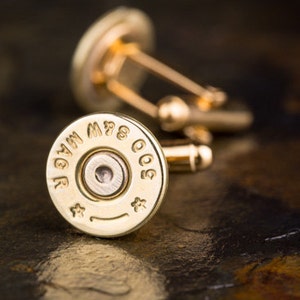 Bullet Cufflinks / Starline 500 S&W Mag Brass Bullet Cufflinks SL-3500M-BN-CL / Wedding Cufflinks / Custom Cufflinks / Quantity Discounts!
