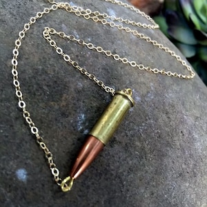 Bullet Necklace, Gold Filled Chain, Simply Bold Bullet Choker Necklace, Bullet Choker, Lightweight Necklace, Custom Length, Bullet Jewlery