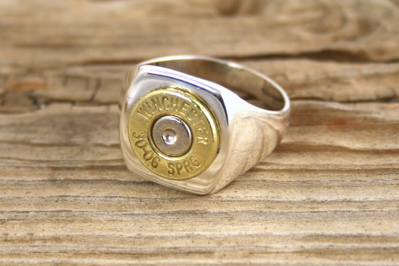 Bullet Ring / Men's Sterling Silver & Brass Bullet Ring Etsy