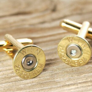 Bullet Cufflinks, Winchester 22-250 Brass Bullet Cufflinks, Wedding Cufflinks, 22-250 Cufflinks, 22-250 Cuff Links, Bullet Cuff Links