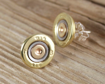 Stud Earrings / 410 Gauge Brass Shotgun Shell Bullet Earring Studs WIN-410-BNC-SEAR / Bullet Stud Earrings / Sterling Silver Stud Earrings