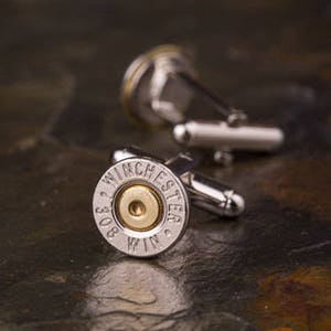 Bullet Cufflinks, Winchester 308 Nickel Bullet Cufflinks, Wedding Cufflinks, Groom Gifts, Groomsmen Gifts, Bullet Cuff Links