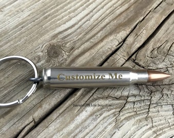 Custom Engraved Bullet Keychain, GOLD Engraving, 308, 30-06, 30-30, 270 Personalized, 223, Engraving Optional