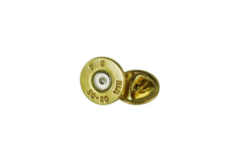 Bullet Hat Pin / Winchester 30-30 Brass Bullet Tie Tack Hat Pin FC-3030-BN-TT / Bullet Tie Tac / Brass Jewelry / Men's Jewelry / Custom image 2
