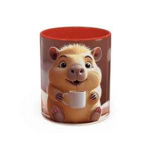 Taza, Carpincho juguetón, regalo para amantes del café, animalito de dibujos animados, colores pastel, taza divertida, artículos para beber, diseño de animal adorable, divertido
