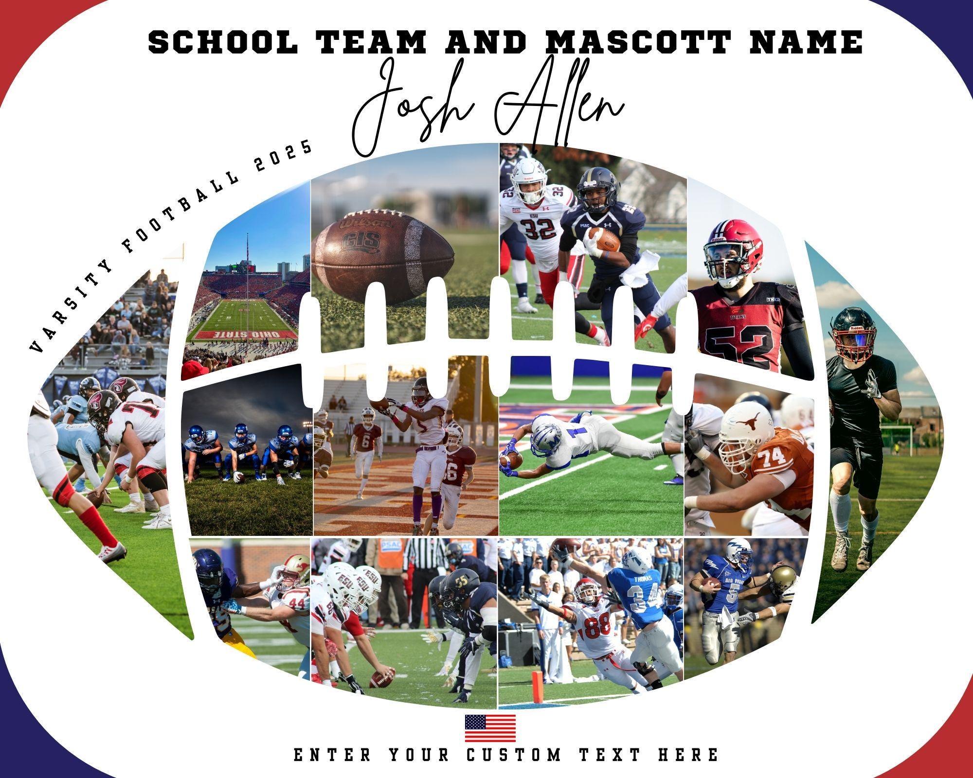 FOOTBALL PHOTO COLLAGE | Printable Canva Template : Drag and Drop ...