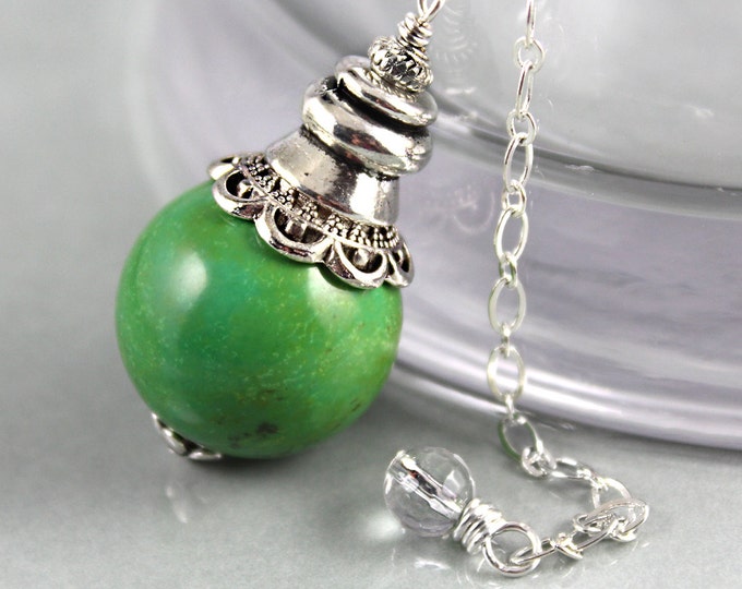Turquoise Pendulum Necklace Gemstone Pendulum Crystal Etsy