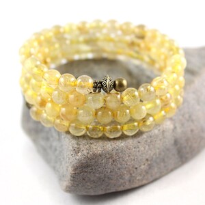 Rutilated Quartz Bracelet, Wrap Bracelet, Memory Wire Bracelet, Wrap Bracelet, Yoga Jewelry, Cuff Bracelet, Gem Cuff, Bangle Bracelet, Yoga