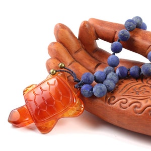 Lapis Worry Beads, Travel Pocket Mala 27, Stress Relief Fidget, Turtle Pendant, Small Prayer Beads, Worry Stone, Komboloi, Pocket Stone, Zen