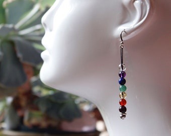 Gemstone Chakra Earrings, Boho Earrings, Gift for Her, Healing Jewelry, Rainbow Earrings, Chakra Gemstone Earrings, Yoga , 7 Chakra Earrings