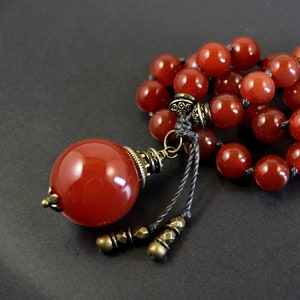 Carnelian Pocket Mala, Travel Mala 27 Beads, or Full 108 Bead Mala, Worry Beads, Yoga Beads Gift, Mini Mala, Knotted Mala Beads