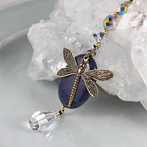Dragonfly Car Charm with Lapis Lazuli, Rear View Mirror Charm, Road Totem, Car Accessories, Car Decoration, Suncatcher, New Car Gift, Peace