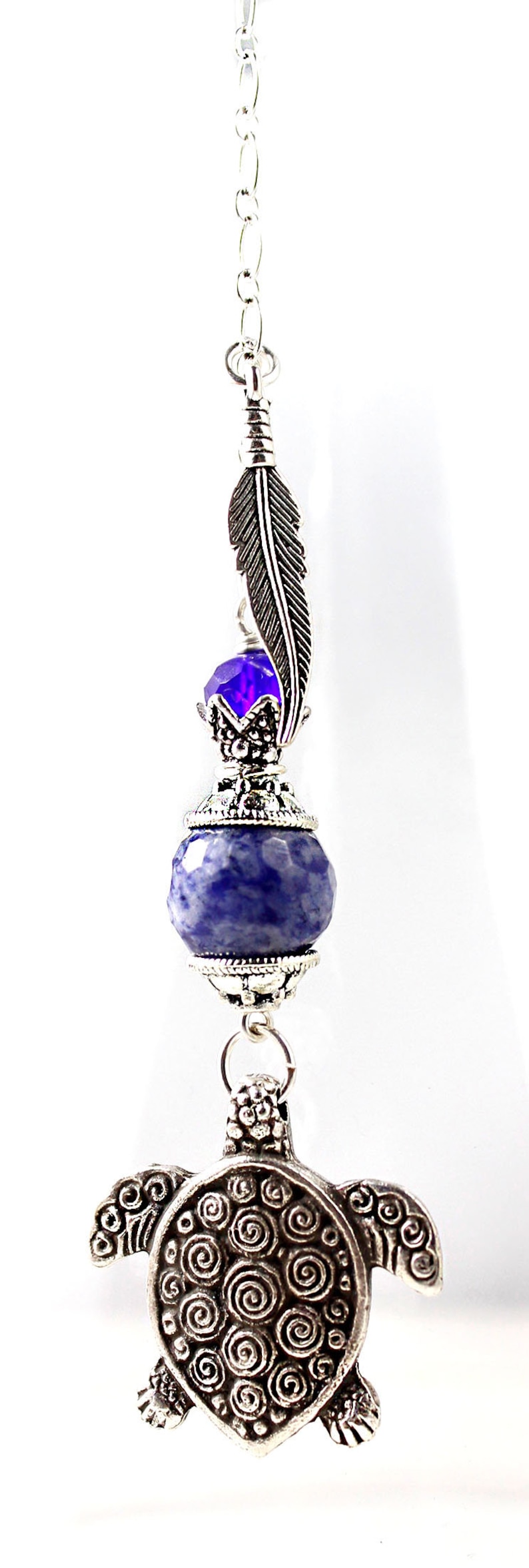 Silver Turtle Car Charm Rear View Mirror Charm Gemstone Car Etsy