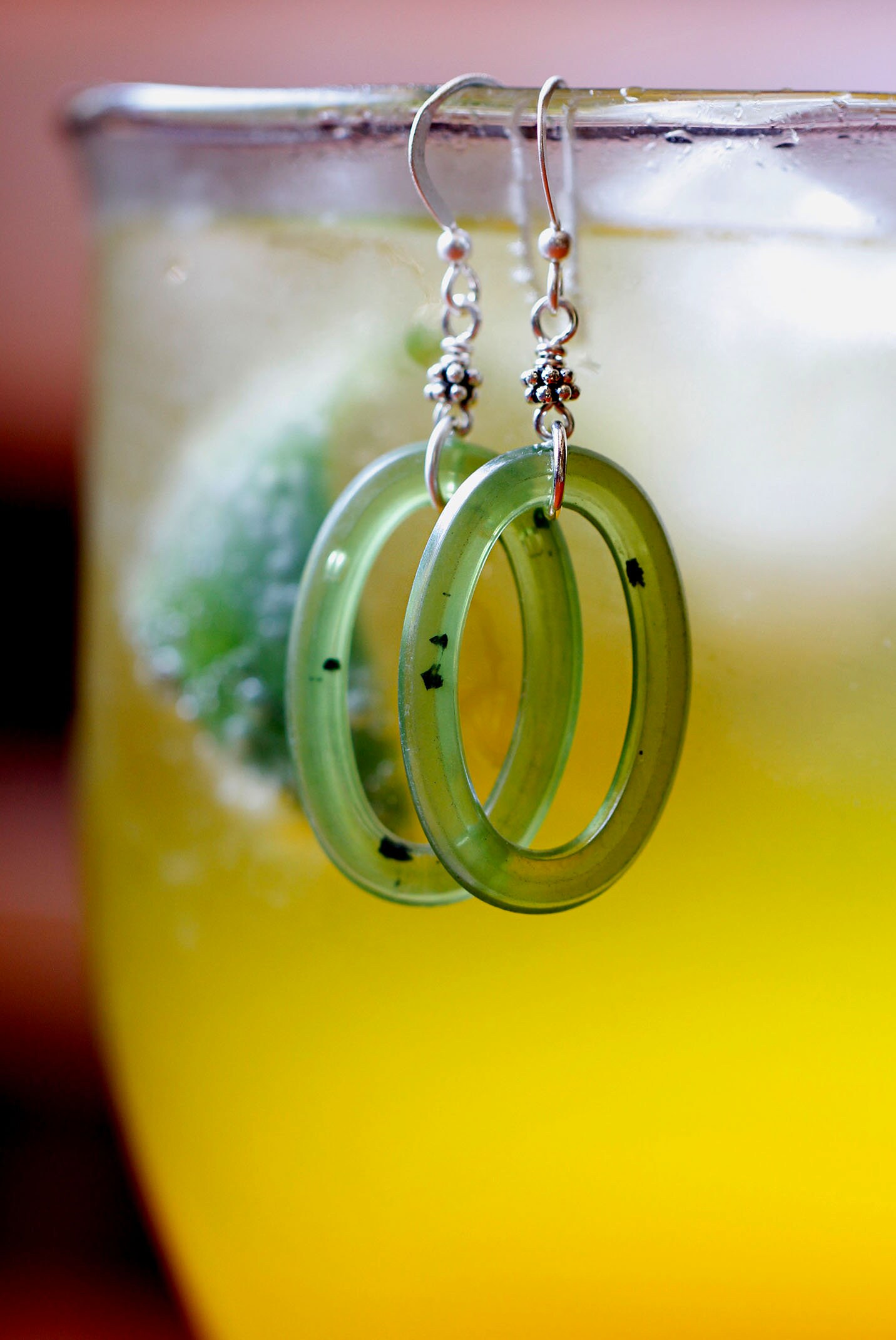 Green Hoop Earrings Sterling Silver Green Hoops Lightweight Etsy Canada