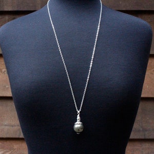 Pyrite Pendulum Necklace, Gemstone Pendulum, Crystal Pendulum, Divination, Intuition, Magic, Scrying, Wicca, Wiccan Tools, Layering Necklace