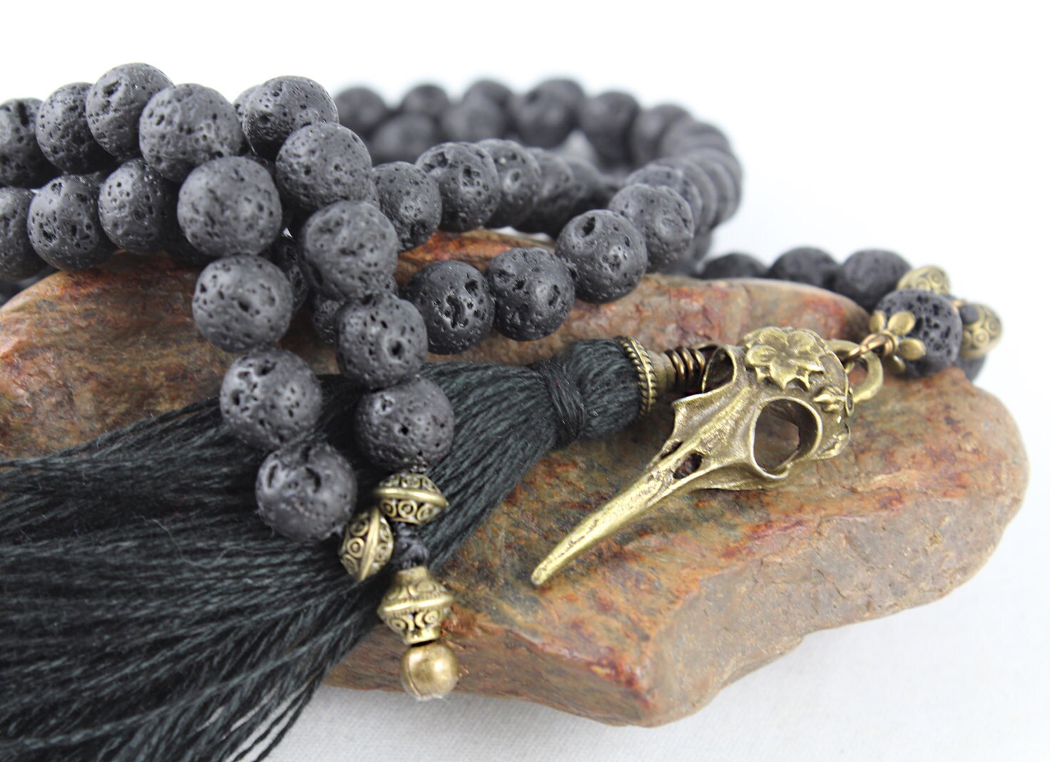 Mens Mala Beads 108 Skull Necklace Skull Mala Mala Beads Etsy
