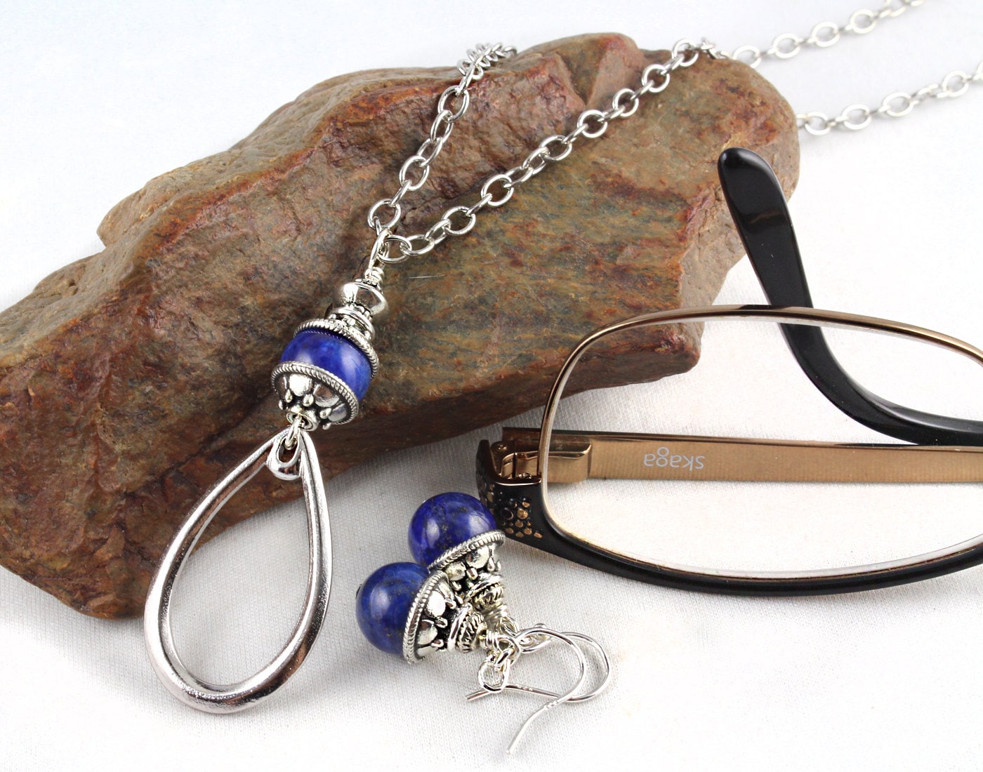 Gemstone Eyeglass Holder Eyeglass Necklace Eyeglass Loop Etsy