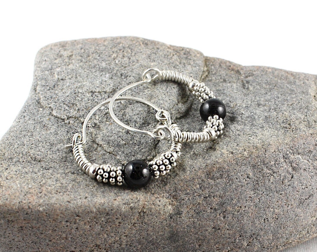 Nuance Black Tourmaline Arrow Hoops