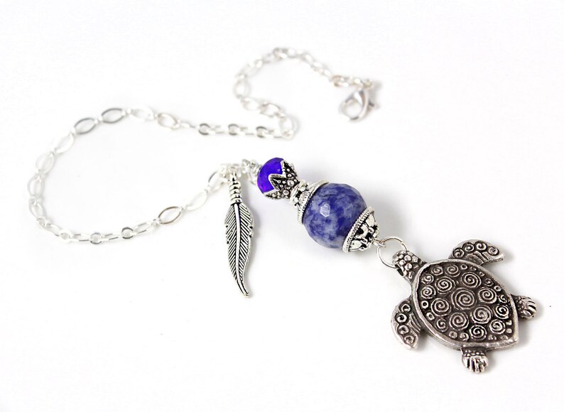 Silver Turtle Car Charm Rear View Mirror Charm Gemstone Car Etsy