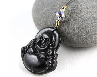 Travel Buddha Car Mirror Charm, Black Jade Buddha, Car Crystal, Car Accessories, Buddha Road Totem, New Driver Gift, Commuter Gift, New Car