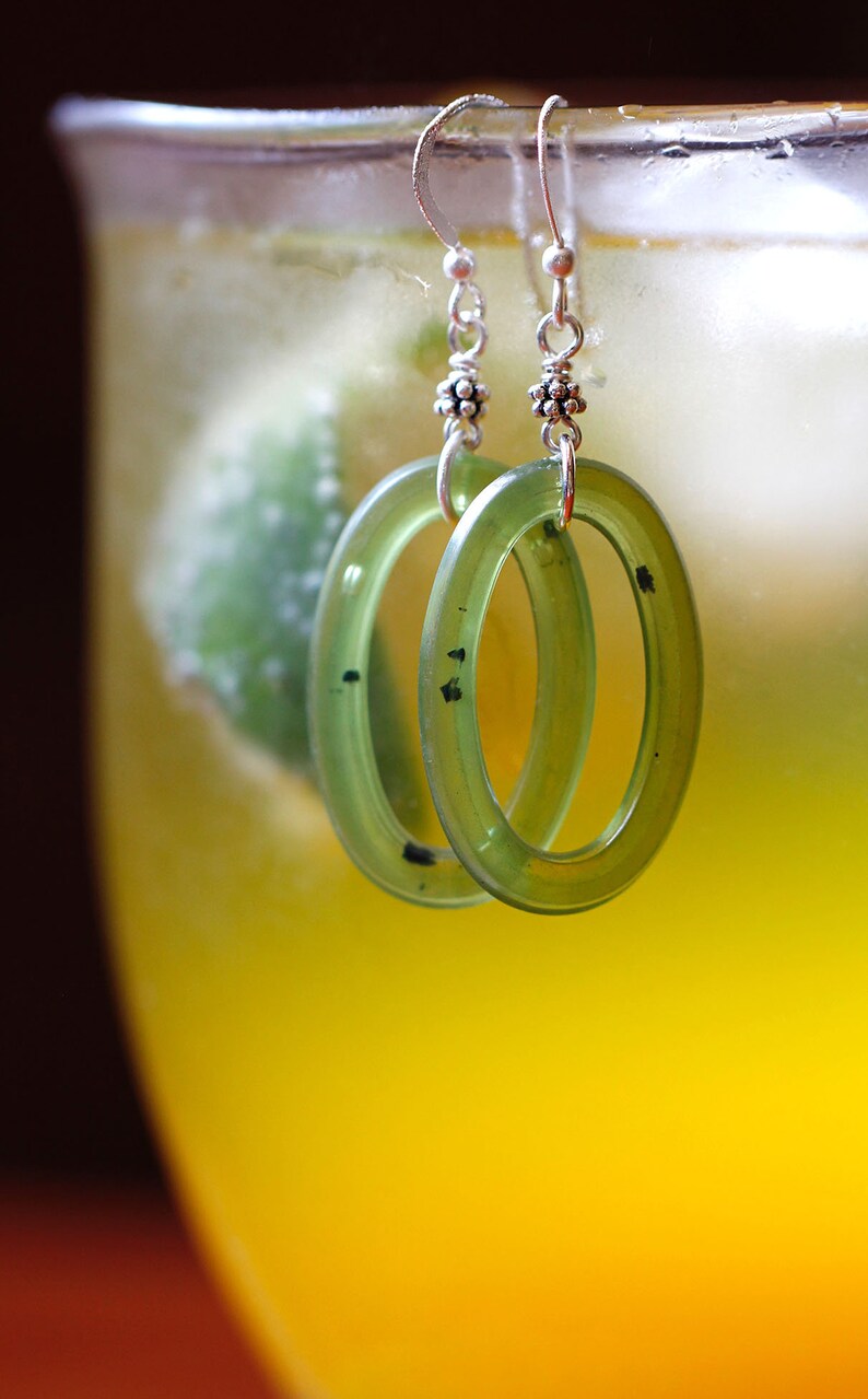 Green Hoop Earrings Sterling Silver Green Hoops Lightweight Etsy Canada