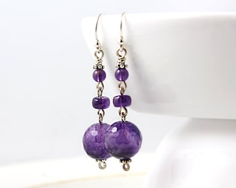 Amethyst Earrings, Gemstone Earrings, February Birthstone, Purple Earrings, Amethyst Jewelry, February Gemstone, Chandelier Earrings, Yoga