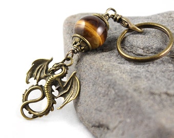 Dragon Keychain, Choice of Gem, Dragon Keyring, Dragon Car Charm, Dragon Zipper Pull, Pagan Jewelry, Wiccan, Wicca Jewelry, Dragons Egg, Zen
