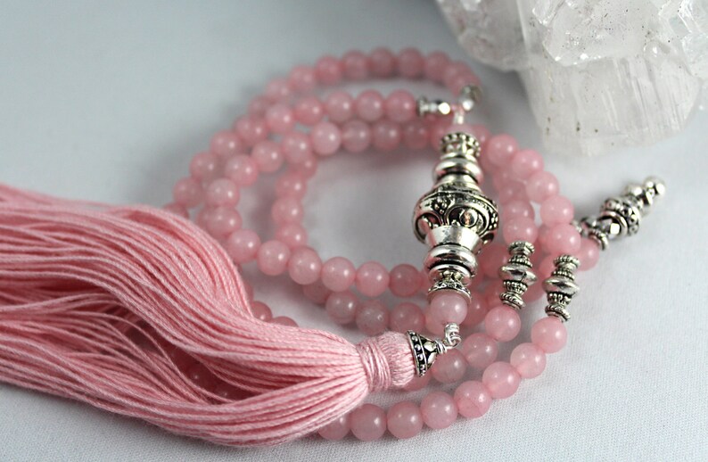 Rose Quartz Mala Beads Japa Mala Prayer Beads Meditation Etsy