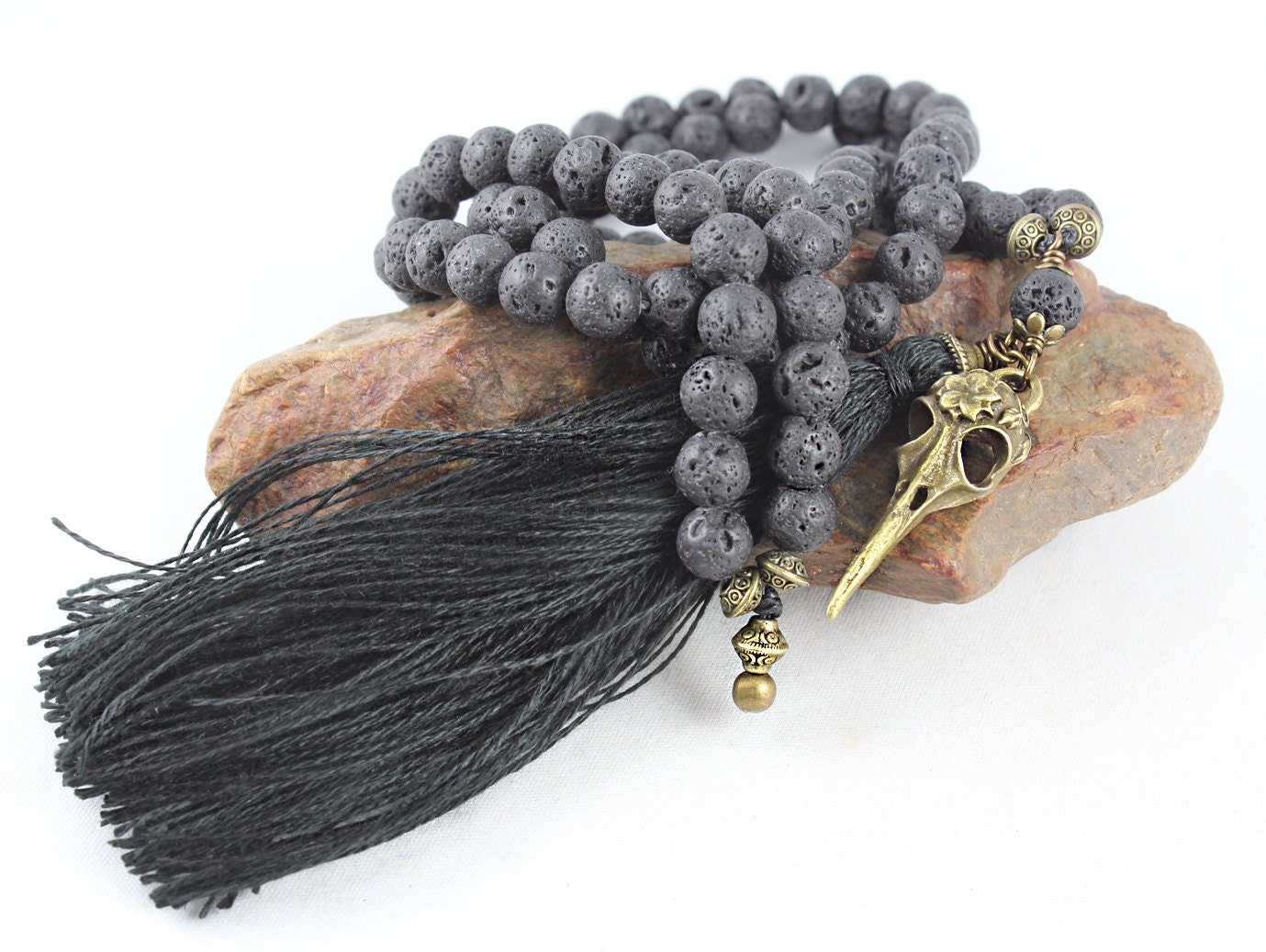 Mens Mala Beads 108 Skull Necklace Skull Mala Mala Beads Etsy