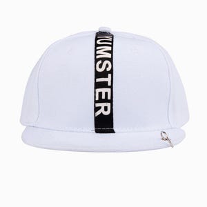 Yumster White Baseball Cap with Ring | Streetwear Flat Brim Snapback