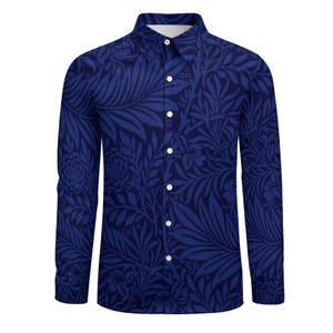 Mens Navy Blue Long Sleeved Dress Shirt, Business Shirt, Outing Shirt, Casual Shirt, Mens Shirt w pocket