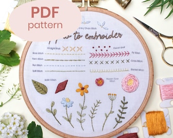 Embroidery Sampler Pattern PDF Beginner Embroidery