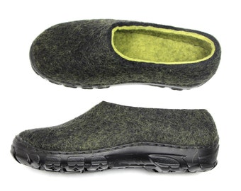 Warm wool moccasins Men slippers Arctic Grip sole for winter outdoor indoors - Choose Your Colors