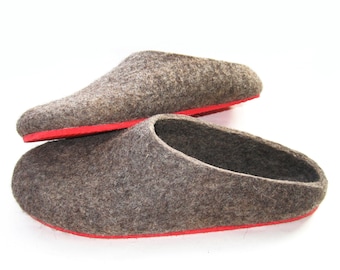 Comfortable Pair Pure wool Mule clogs with Eco Friendly Rubber soles, Eco Mom gift for Winter Time. Designed to wear indoors or out