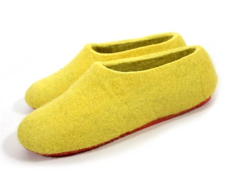 Sunny Mango wool house shoes women - 30 colorways - indoor outdoor Cute slippers - 10 colors sustainable rubber soles