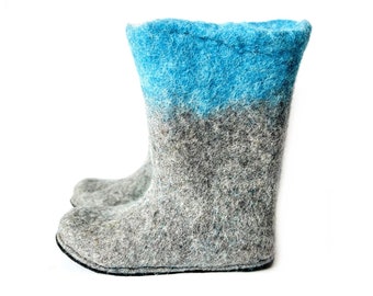 Caribbean Breeze Barefoot Valenki Boots, Warm Wool Slippers - Pick your fav colors AND bottom soles rubber