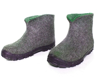 Zaddy Wool chukka boots in Gray Emerald for Men. Chunky Felted boots, Mens wool felt boots - Size US 6.5 - 13.5 -  CUSTOM ECO Wool 24 colors