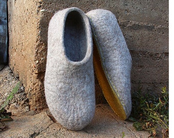 Natural wool winter slippers for women with biodegradable rubber outsoles for Home - Customized gifts for Mom