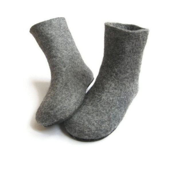 Womens Canada winter felted boots, pull on boots, grey boots. Handmade from Eco Friendly wool shoes, US 5 - 11.5 Custom Organic 7 WOOL color