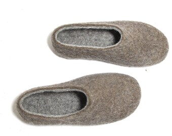 Warm wool comfortable slippers Eco, Barefoot loafers Organic indoor - Cute winter gift idea slippers for Women