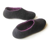 Winter home slippers, Purple woolen clogs, Womens wool slippers, Pajama Party