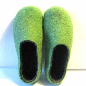 Spring Green Gray Woolen slippers, Warm gift for Mom Color custom slippers image 2