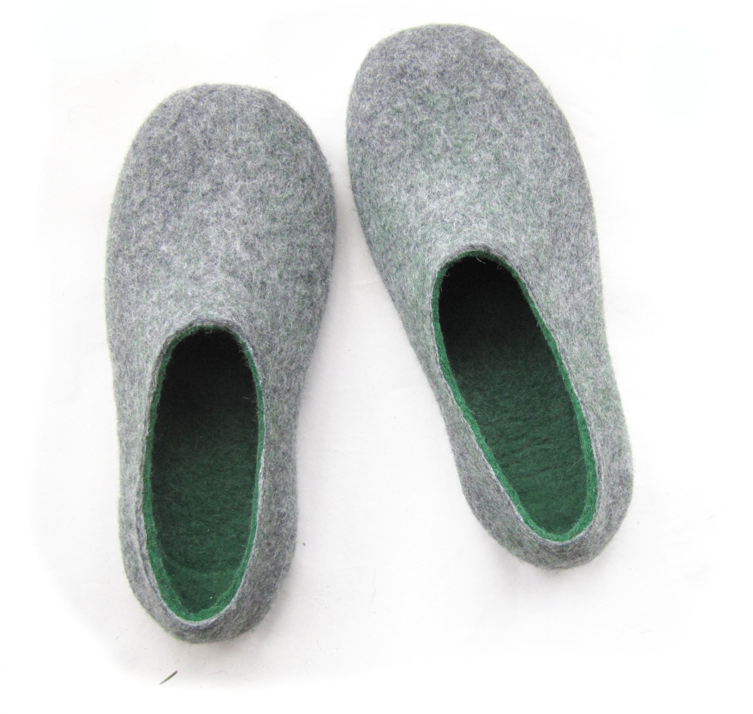 Felted wool house shoes for men Woodland Green Gray slippers Etsy