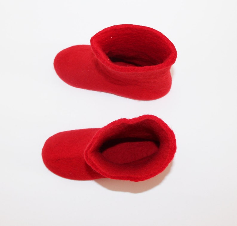 Wool Bootie Slipper Ruby Red Amazonian Crepe Soles Rubber non slippery customize 30 colors image 4