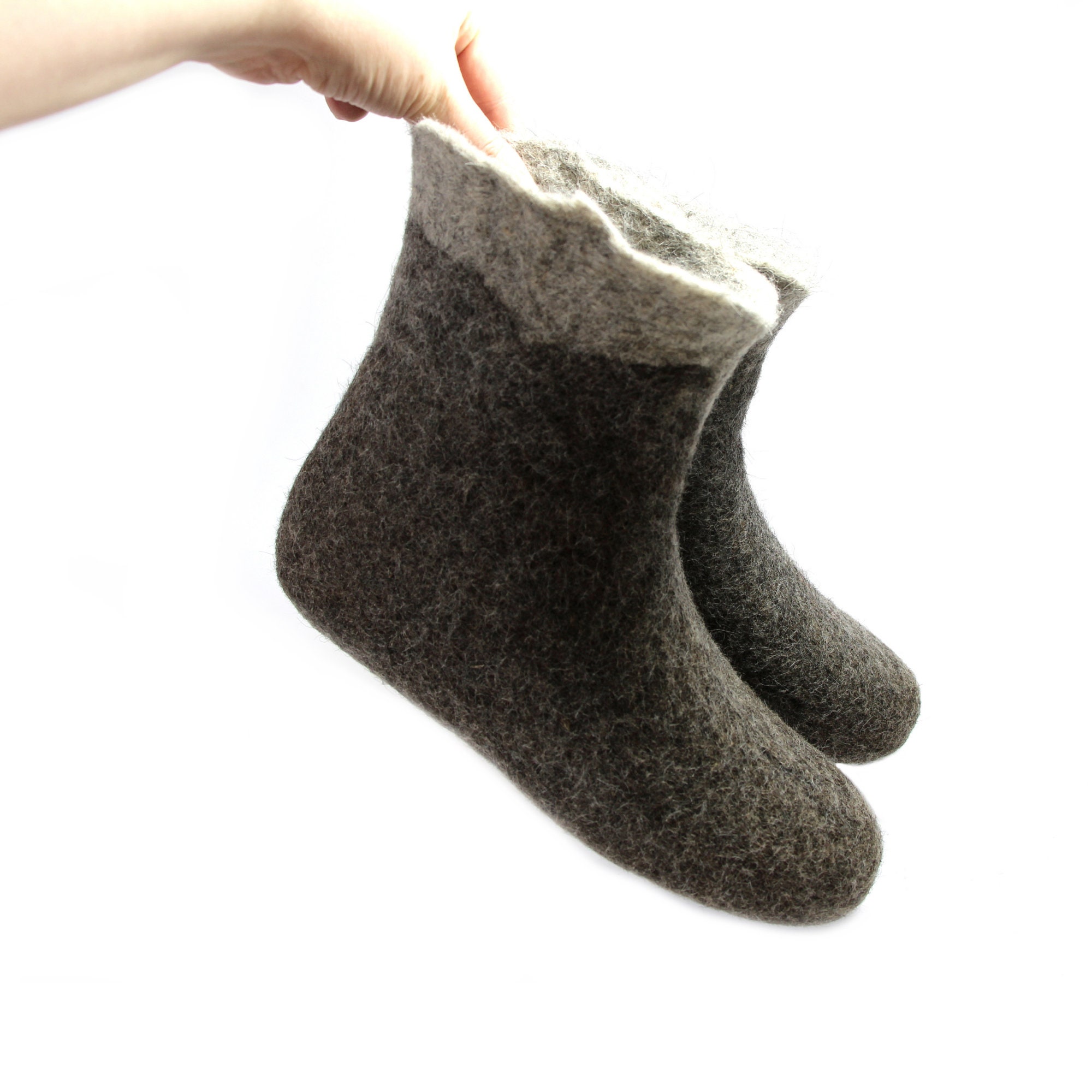 Felt Womens Snow Boots Organic Wool Beige Gray Felted Boots Etsy